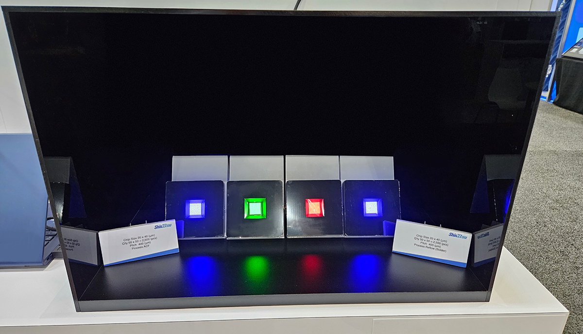 Micro LED lighted samples by Shin-Etsu Micro LED Process